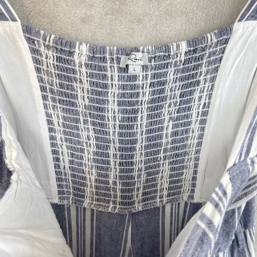 Rails Kyra Seaport Stripe Linen Blend Jumpsuit Large Quiet Luxury Summer Resort - Picture 7 of 16